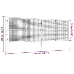 Hageport netting galvanisert stål 400×175 cm grå