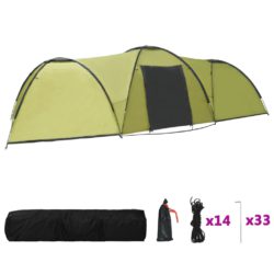 Campingtelt igloformet 650x240x190 cm for 8 personer grønn