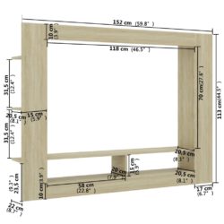 TV-benk sonoma eik 152x22x113 cm konstruert tre