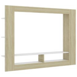 TV-benk hvit og sonoma eik 152x22x113 cm sponplate