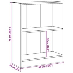 Bokhylle hvit 60x24x76 cm konstruert tre