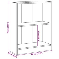 Bokhylle svart 60x24x76 cm konstruert tre