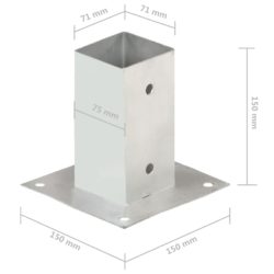 Stolpeankere 4 stk galvanisert metall 71 mm