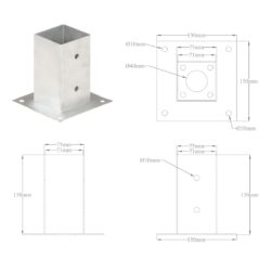 Stolpeankere 4 stk galvanisert metall 71 mm