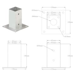 Stolpeankere 4 stk galvanisert metall 81 mm