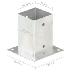 Stolpeankere 4 stk galvanisert metall 91 mm