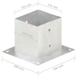 Stolpeankere 4 stk galvanisert metall 141 mm