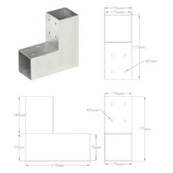 Stolpesko L-form galvanisert metall 71×71 mm