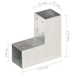 Stolpesko 4 stk L-form galvanisert metall 71×71 mm