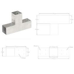 Stolpesko T-form galvanisert metall 71×71 mm