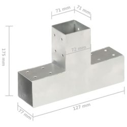 Stolpesko 4 stk T-form galvanisert metall 71×71 mm