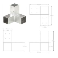 Stolpesko 4 stk Y-form galvanisert metall 71×71 mm