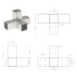 Stolpesko X-form galvanisert metall 71×71 mm