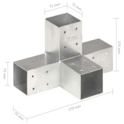 Stolpesko 4 stk X-form galvanisert metall 71×71 mm