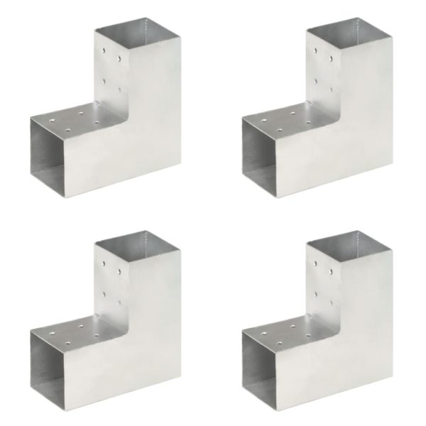 Stolpesko 4 stk L-form galvanisert metall 81×81 mm