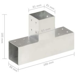 Stolpesko T-form galvanisert metall 81×81 mm