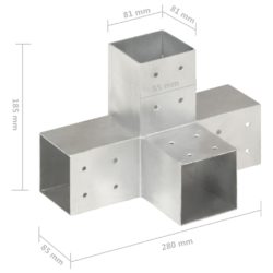 Stolpesko X-form galvanisert metall 81×81 mm