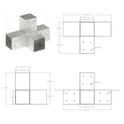 Stolpesko X-form galvanisert metall 81×81 mm