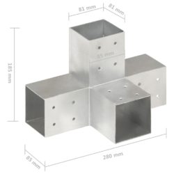 Stolpesko 4 stk X-form galvanisert metall 81×81 mm