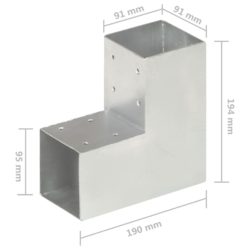 Stolpesko 4 stk L-form galvanisert metall 91×91 mm