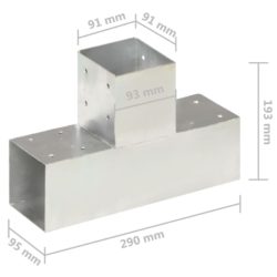 Stolpesko T-form galvanisert metall 91×91 mm