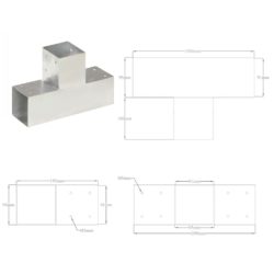 Stolpesko T-form galvanisert metall 91×91 mm