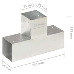 Stolpesko 4 stk T-form galvanisert metall 91×91 mm