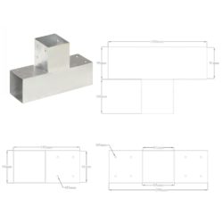 Stolpesko 4 stk T-form galvanisert metall 91×91 mm