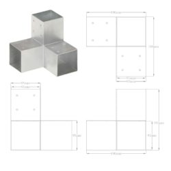 Stolpesko 4 stk Y-form galvanisert metall 91×91 mm