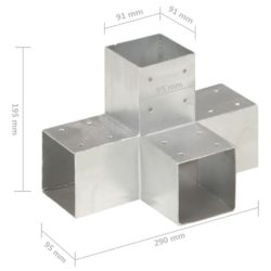 Stolpesko X-form galvanisert metall 91×91 mm