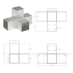 Stolpesko X-form galvanisert metall 91×91 mm