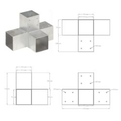 Stolpesko 4 stk X-form galvanisert metall 91×91 mm