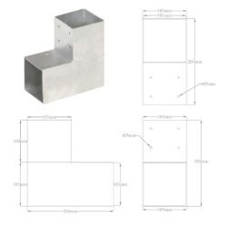 Stolpesko L-form galvanisert metall 101×101 mm