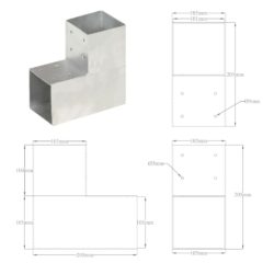 Stolpesko 4 stk L-form galvanisert metall 101×101 mm