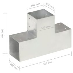 Stolpesko 4 stk T-form galvanisert metall 101×101 mm