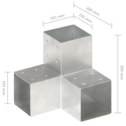 Stolpesko 4 stk Y-form galvanisert metall 101×101 mm