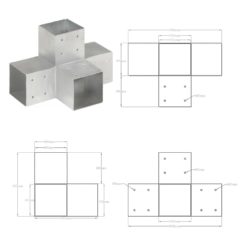 Stolpesko 4 stk X-form galvanisert metall 101×101 mm