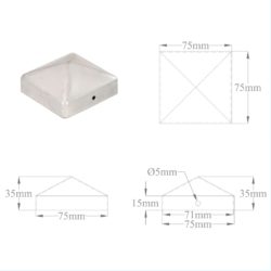 Gjerdestolpehatter pyramide 6 stk galvanisert metall 71×71 mm