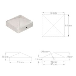 Gjerdestolpehatter pyramide 6 stk galvanisert metall 91×91 mm