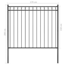 Hagegjerde stål 1,7×1,5 m svart