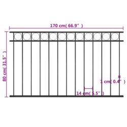 Gjerdepanel stål 1,7×0,8 m svart