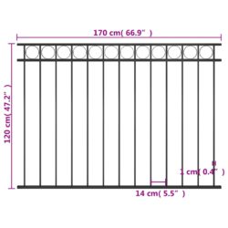 Gjerdepanel stål 1,7×1,2 m svart