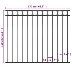 Gjerdepanel stål 1,7×1,5 m svart