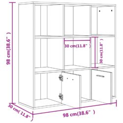 Bokhylle sonoma eik 98x30x98 cm konstruert tre