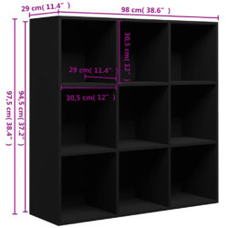 Bokhylle svart 98x29x97,5 cm konstruert tre