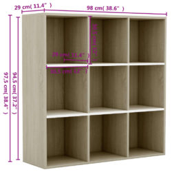 Bokhylle hvit og sonoma eik 98x29x97,5 cm konstruert tre