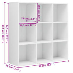 Bokhylle høyglans hvit 98x29x97,5 cm konstruert tre