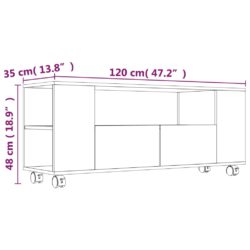 TV-benk Grå 120x35x48 cm konstruert tre