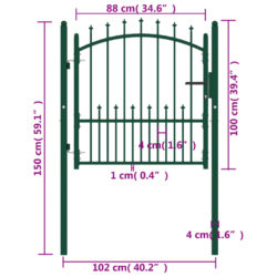 Hageport med pigger stål 100×100 cm grønn