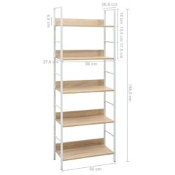 Bokhylle 5 lag eik 60×27,6×158,5 cm konstruert tre